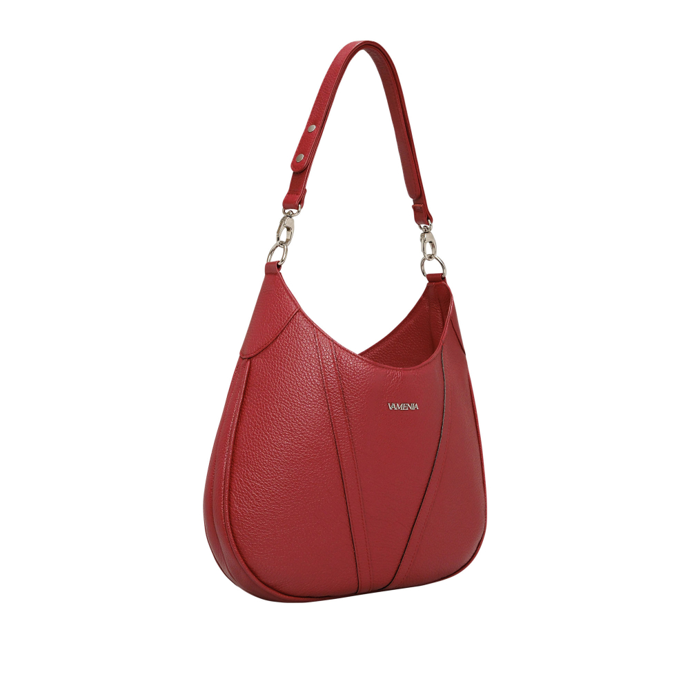 Hobo Bag Schultertasche aus Kalbsleder weinrot